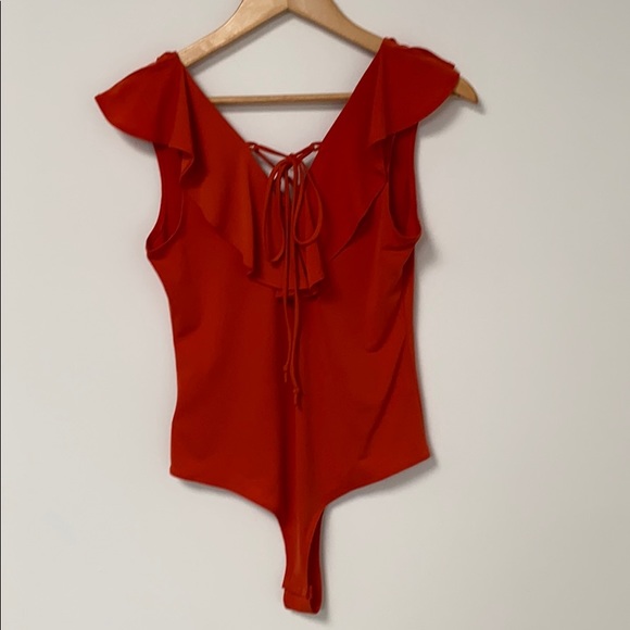 Burnt Orange Lace-up Bodysuit - Picture 2 of 4